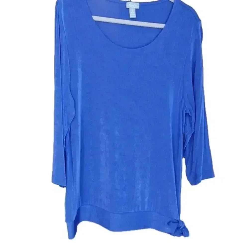 Chico's Travelers blue bandeau top with tie size 3